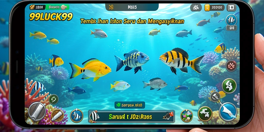 Screenshot gameplay Tembak Ikan yang seru dan penuh warna.