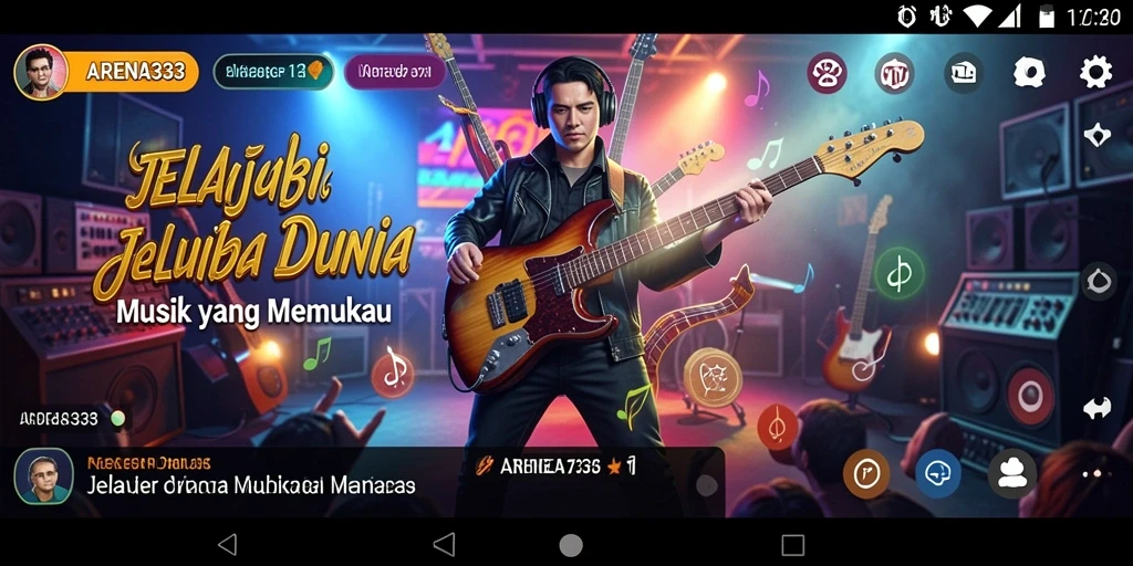 Tampilan gameplay ARENA333 dengan berbagai tantangan musik.