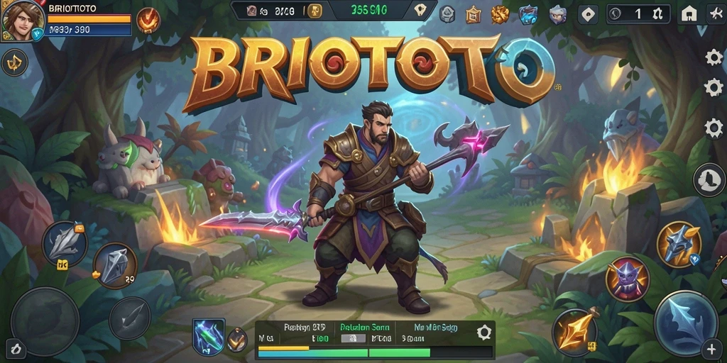 Tampilan gameplay menakjubkan dalam BRIOTOTO, menunjukkan aksi seru di dunia MMORPG.