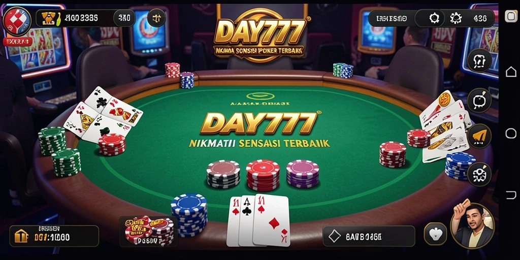 Tampilan gameplay Poker yang seru dan interaktif di DAY777.