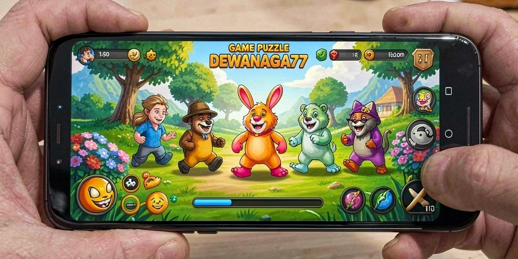 Screenshot DEWANAGA77 yang menampilkan gameplay puzzle yang menarik.