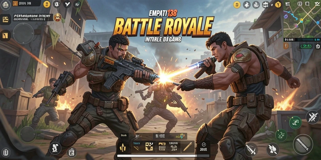 Screenshot gameplay seru EMPATI138 yang menunjukkan aksi tempur Battle Royale.