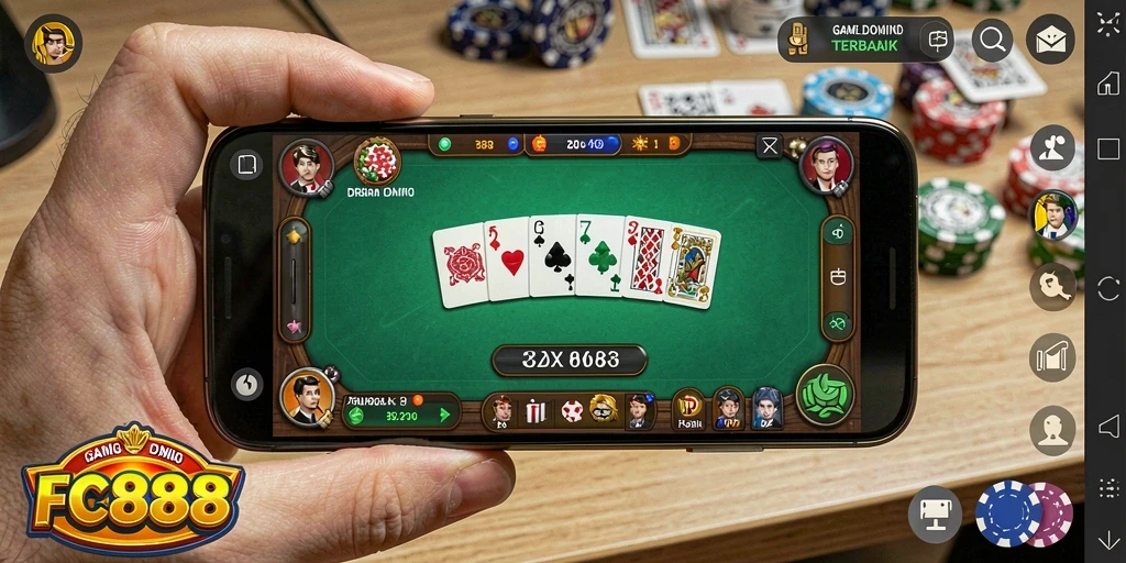 Tampilan gameplay FC888 yang menampilkan pertempuran seru dalam permainan Domino.