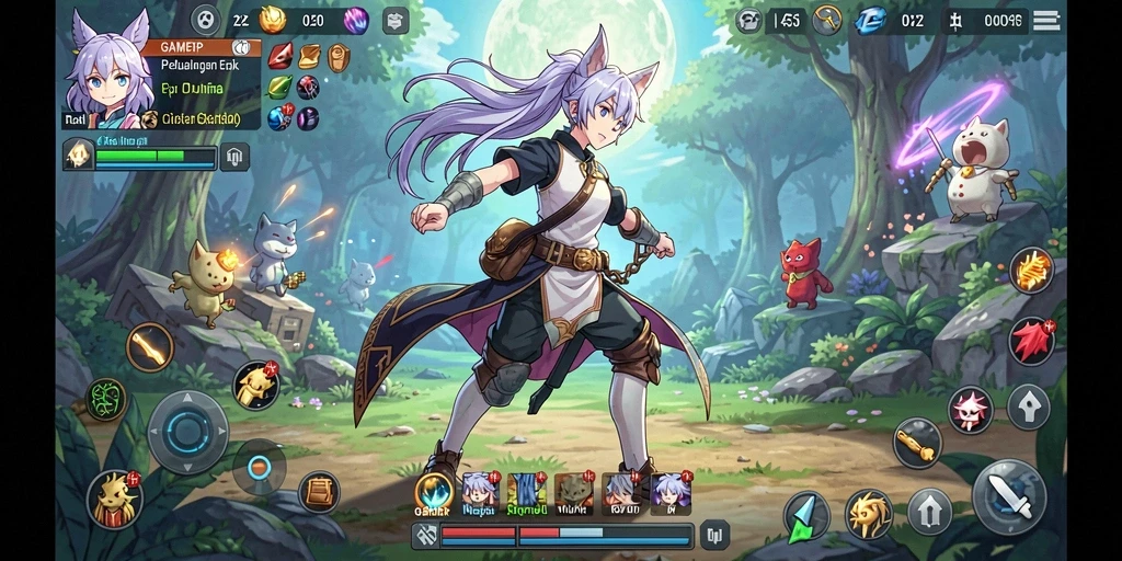 Menampilkan gameplay seru dengan karakter anime favorit.
