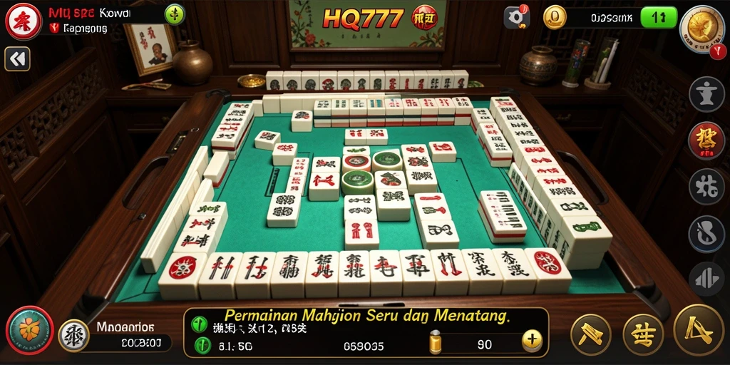 Tampilan gameplay menarik dari HQ777 dengan elemen Mahjong yang ikonik.