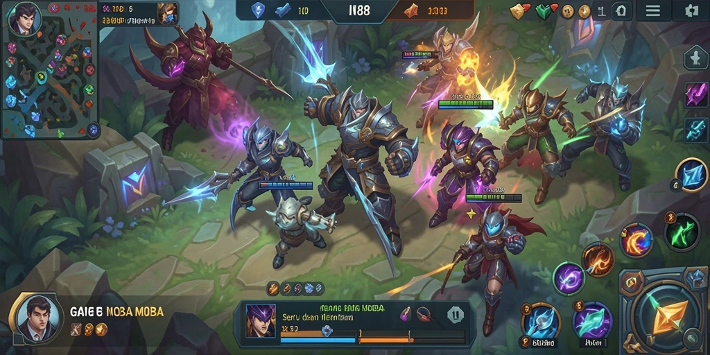 Tangkapan layar gameplay IN88 menunjukkan pertempuran epik dalam MOBA.