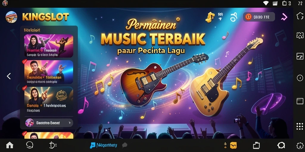 Tampilan gameplay KINGSLOT yang seru dengan lagu-lagu terkenal.