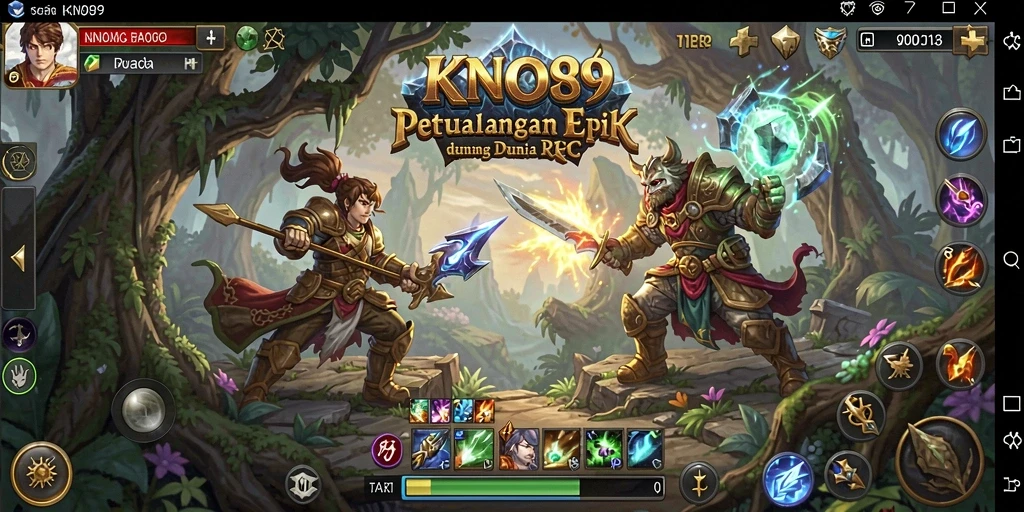 Tangkapan layar KNO89 menunjukkan karakter beraksi di medan perang RPG.