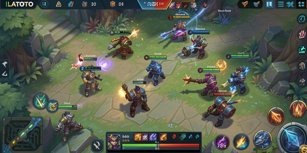 Gameplay intens LATOTO dalam pertempuran MOBA.