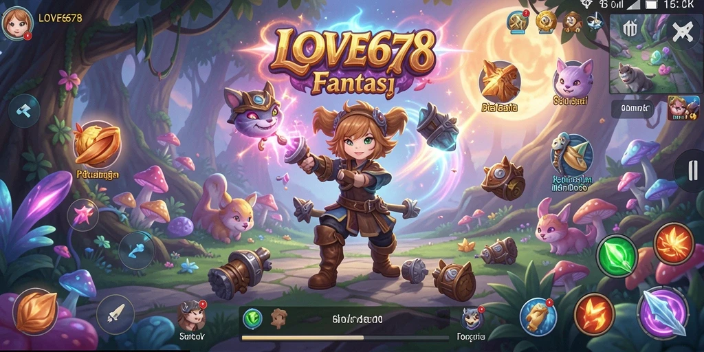 Tampilan gameplay menarik dari LOVE678 dengan karakter yang berpetualang.