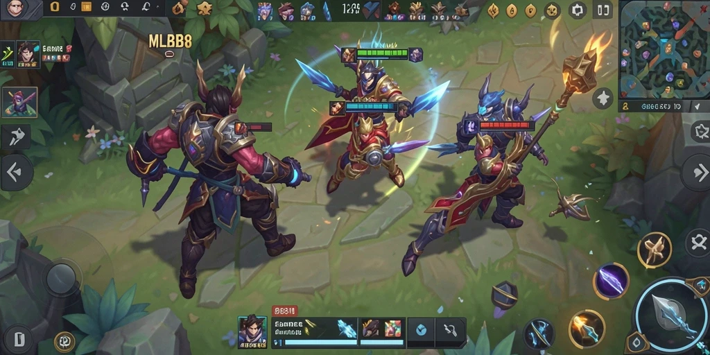 Screenshot MLBB8 menampilkan pertempuran intens di arena Battle Royale.