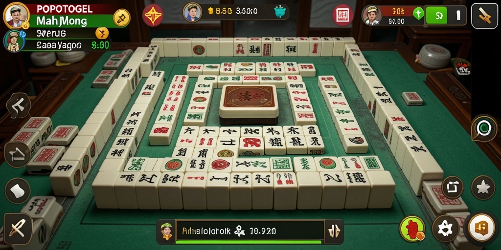 Screenshot gameplay menunjukkan ubin Mahjong yang berwarna-warni.