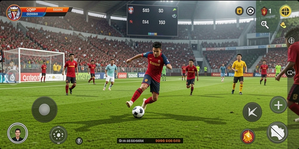 Gameplay seru dari QQRP dengan pertandingan sepak bola yang mendebarkan.