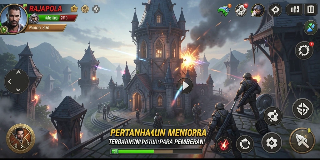Screenshot menampilkan aksi pertahanan menara yang mendebarkan di RAJAPOLA.