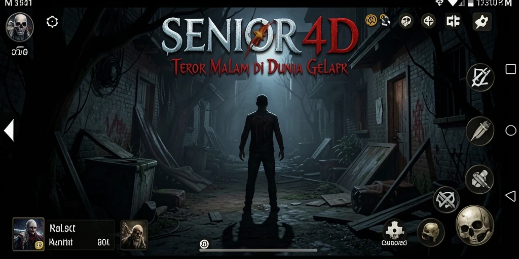 Screenshot gameplay <strong>SENIOR4D</strong> menampilkan suasana mencekam dan tantangan yang dihadapi.
