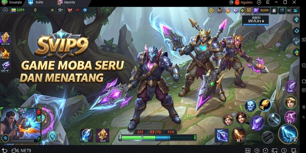 Tampilan gameplay seru di SVIP9 menunjukkan aksi MOBA yang mendebarkan.
