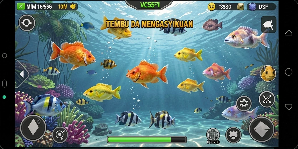 Tampilan menarik dari gameplay Tembak Ikan di VC55.