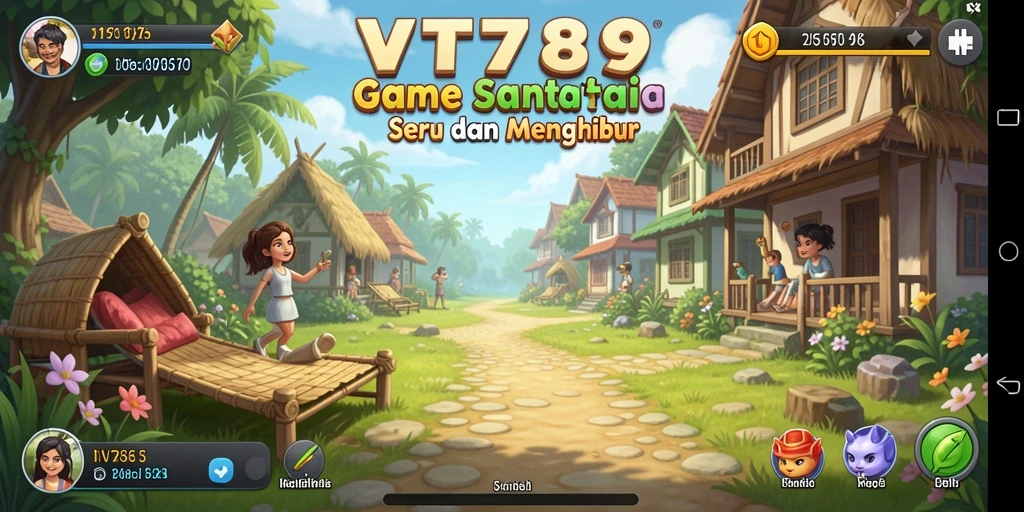 Screenshot utama VT789 menunjukkan gameplay yang ceria dan penuh warna.